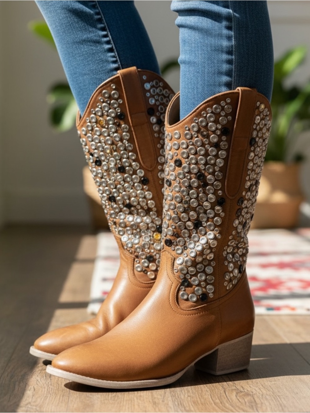 Modern Vice Brown Studded Heeled Boots